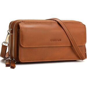 Women Brown Imported Faux Leather Crossbody Wallet With Phone Pocket Bags
